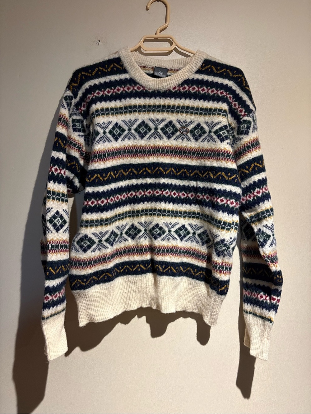 Vintage Wool Blend Underwood Crewneck Fair Isle Grandpa Sweater Cosby Pullover